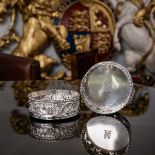 A PAIR OF GEORGE III STERLING SILVER WINE COASTERS, C. 1810