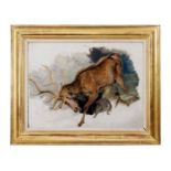 SIR EDWIN HENRY LANDSEER R.A. (1802-1873): STUDY FOR A WOUNDED STAG