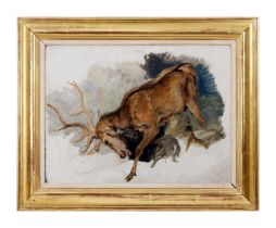 SIR EDWIN HENRY LANDSEER R.A. (1802-1873): STUDY FOR A WOUNDED STAG