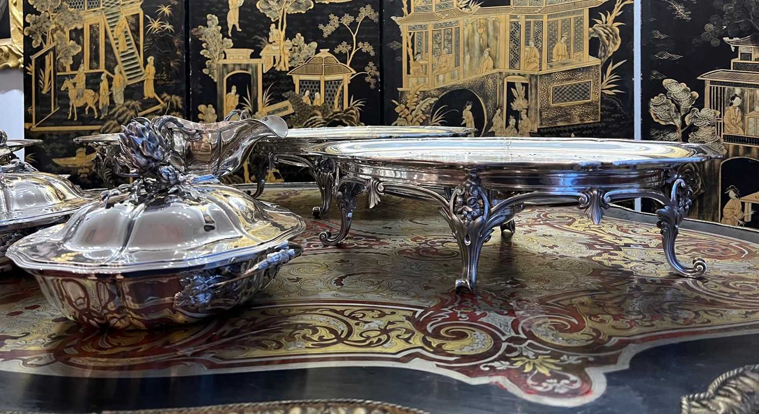 AN IMPRESSIVE 19TH CENTURY STERLING AND PLATED SILVER BOXED TABLE SUITE BY FROMENT MEURICE - Image 16 of 22