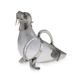 A MID 20TH CENTURY SILVER PLATED NOVELTY WALRUS CLARET JUG