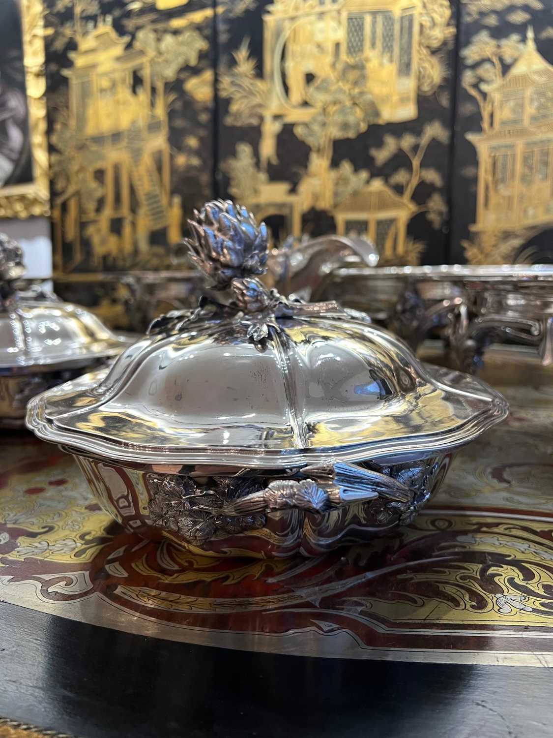 AN IMPRESSIVE 19TH CENTURY STERLING AND PLATED SILVER BOXED TABLE SUITE BY FROMENT MEURICE - Image 11 of 22