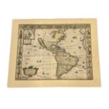 JOHN SPEED: AMERICA WITH THOSE PARTS THAT UNKNOWNE WORLD... MAP, PROBABLY 18TH / 19TH CENTURY