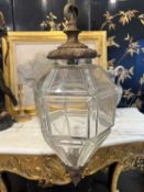 A LATE 19TH CENTURY BRONZE AND MOULDED GLASS HALL LANTERN