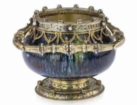 A 19TH CENTURY SILVER GILT AND ENAMELLED VASE, AUSTRO-HUNGARIAN