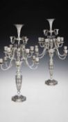 A MASSIVE PAIR OF SOLID SILVER ANTIQUE PERSIAN ISLAMIC CANDELABRA