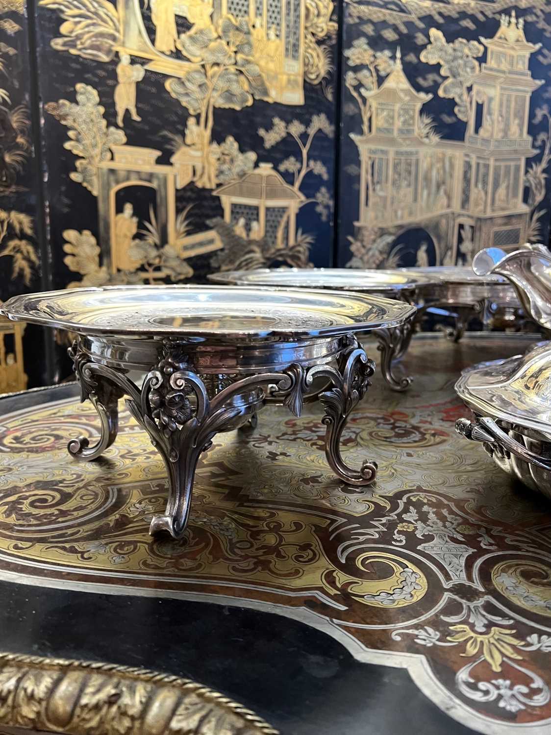 AN IMPRESSIVE 19TH CENTURY STERLING AND PLATED SILVER BOXED TABLE SUITE BY FROMENT MEURICE - Image 9 of 22