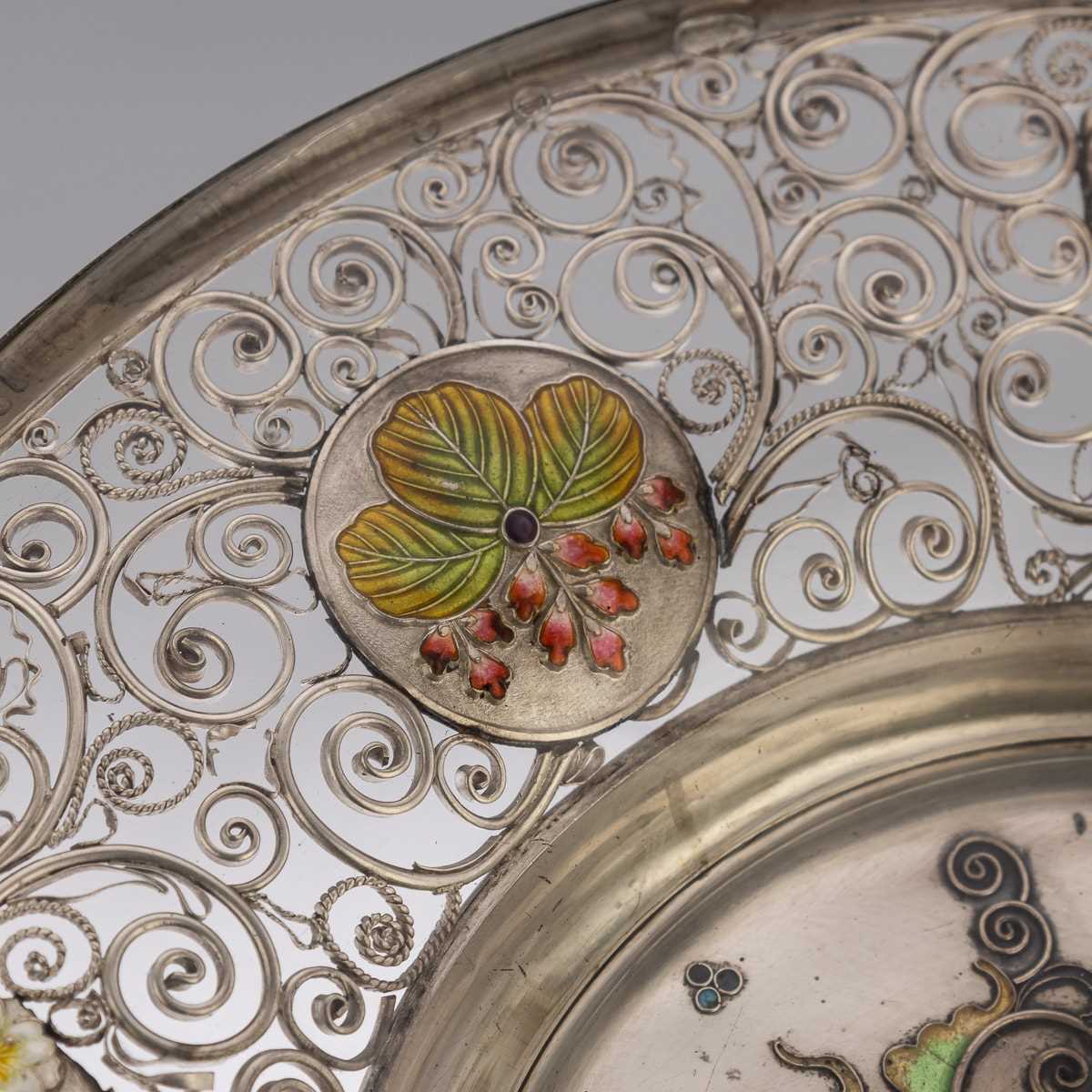 A MEIJI PERIOD SOLID SILVER AND ENAMEL DISH BY KOUEI CIRCA 1900 - Image 17 of 18