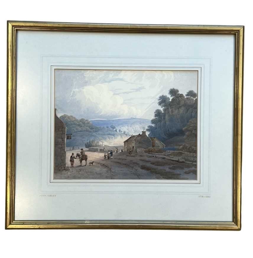 AN EARLY 19TH CENTURY WATERCOLOUR LANDSCAPE INSCRIBED TO MOUNT 'JOHN VARLEY' - Image 2 of 4
