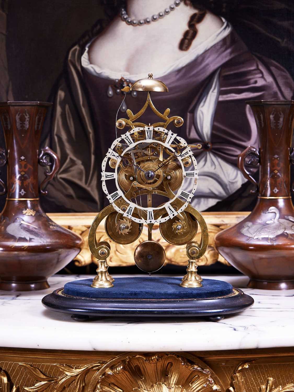 A 19TH CENTURY DOUBLE FUSEE CHIMING SKELETON CLOCK