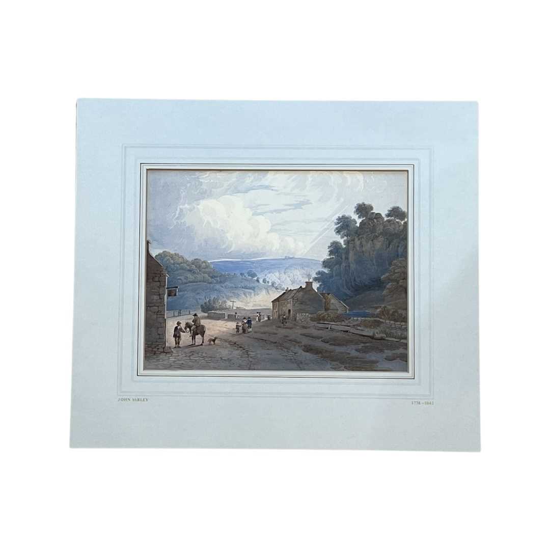 AN EARLY 19TH CENTURY WATERCOLOUR LANDSCAPE INSCRIBED TO MOUNT 'JOHN VARLEY'
