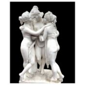 A LIFE SIZE MARBLE FIGURE OF THE THREE GRACES AFTER ANTONIO CANOVA