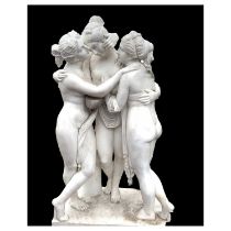 A LIFE SIZE MARBLE FIGURE OF THE THREE GRACES AFTER ANTONIO CANOVA