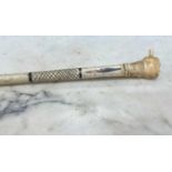 AN 18TH / 19TH CENTURY ENGLISH CARVED MARINE IVORY WALKING CANE