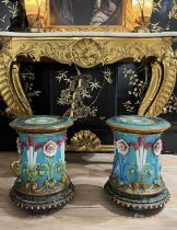 A PAIR OF MINTON MAJOLICA GARDEN SEATS CIRCA 1870