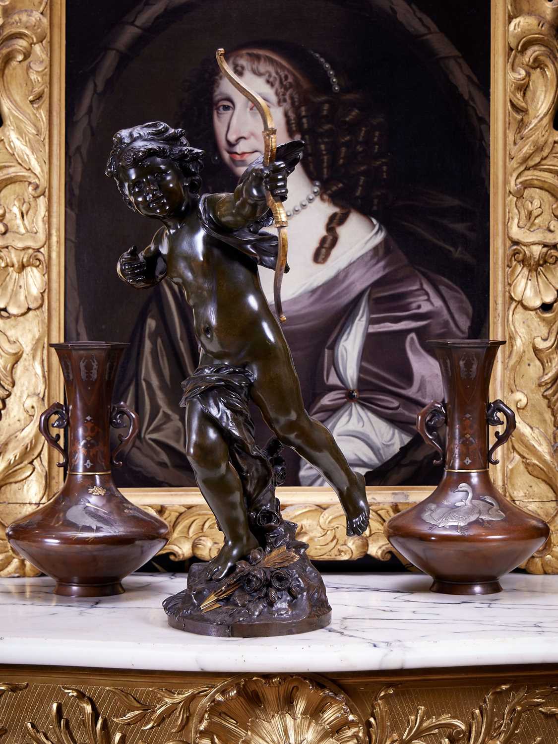AUGUSTE MOREAU (FRENCH, 1834-1917): A LARGE BRONZE FIGURE OF CUPID WITH HIS BOW - Image 2 of 8