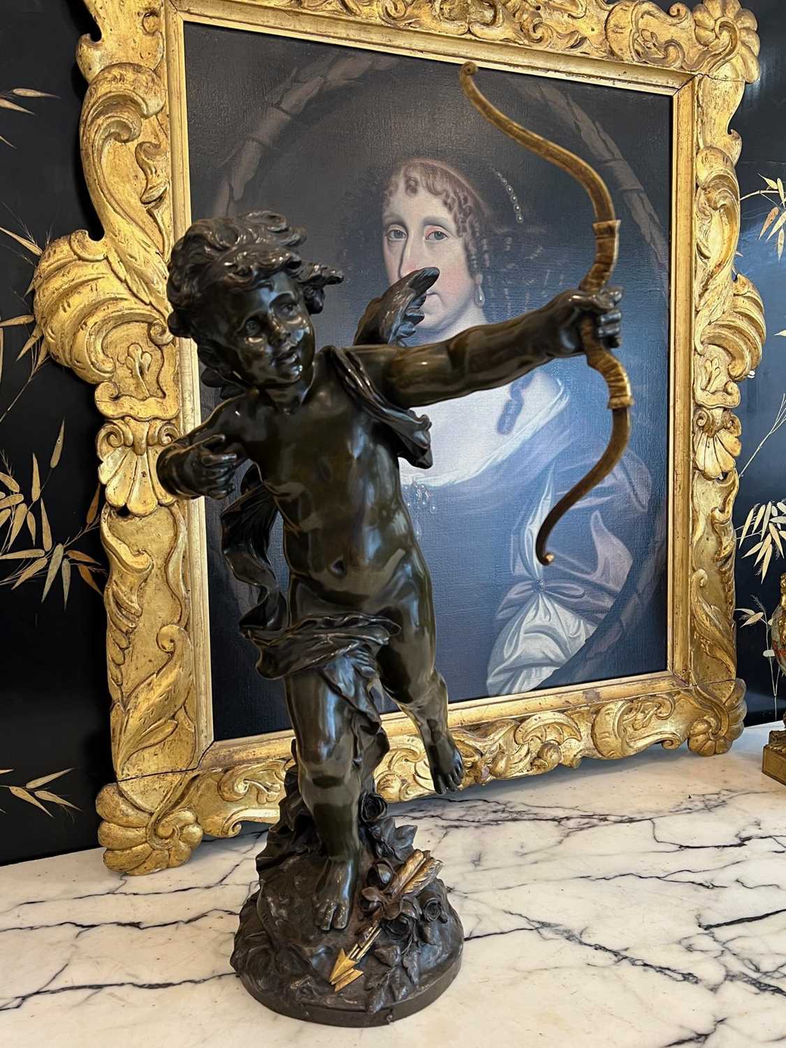 AUGUSTE MOREAU (FRENCH, 1834-1917): A LARGE BRONZE FIGURE OF CUPID WITH HIS BOW - Image 8 of 8