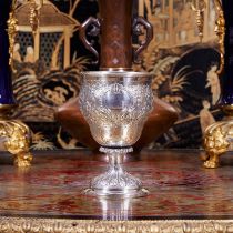 A FINE REGENCY STERLING SILVER GOBLET BY EDWARD FARRELL C. 1822