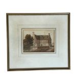 AN EARLY 19TH CENTURY WATERCOLOUR DEPICTING THE HOUSE AT LONGMERSTON WHERE CHARLES II HID