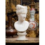 POSSIBLY WORKSHOP OF CANOVA (1757-1822): A 19TH CENTURY MARBLE BUST OF PAULINE BONAPARTE