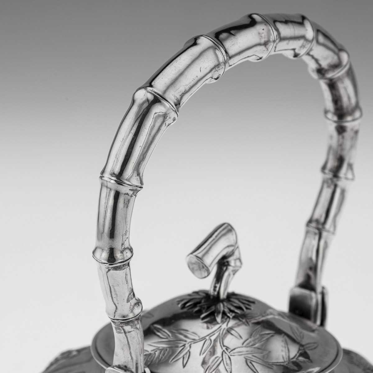 AN EARLY 20TH CENTURY CHINESE EXPORT SILVER KETTLE ON STAND, SUN SHING, C. 1900 - Image 8 of 28