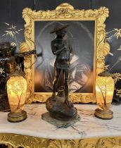A LARGE EARLY 20TH CENTURY ITALIAN BRONZE MODEL OF IL PESCATORE 'FISHER BOY'