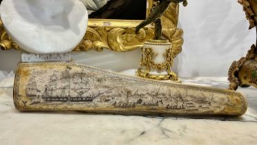 A COMMEMORATIVE RESIN SCRIMSHAW WHALE RIB FOR THE TOPAZ WHALER 1840