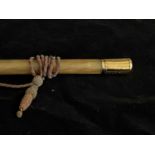 A FINE 19TH CENTURY GOLD MOUNTED FULL RHINOCEROS HORN WALKING CANE