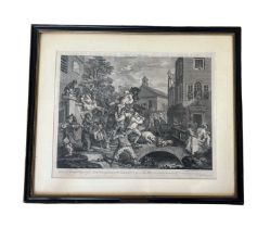 WILLIAM HOGARTH: 'CHAIRING THE MEMBERS, PLATE 4', 18TH CENTURY ENGRAVING