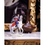 MEISSEN: A FINE 19TH CENTURY PORCELAIN MODEL OF A HuSSAR ON HORSEBACK