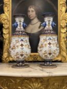 A PAIR OF LATE 19TH CENTURY FRENCH FAIENCE VASES BY GIEN