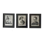 A SET OF THREE 17TH CENTURY ENGRAVED PORTRAITS OF ARTISTS CIRCA 1682