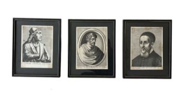 A SET OF THREE 17TH CENTURY ENGRAVED PORTRAITS OF ARTISTS CIRCA 1682