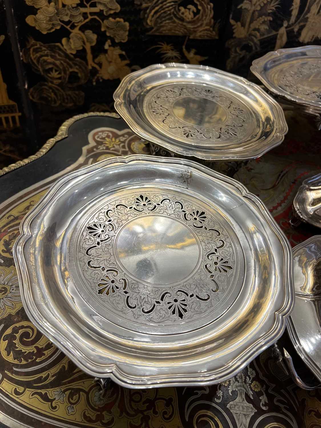 AN IMPRESSIVE 19TH CENTURY STERLING AND PLATED SILVER BOXED TABLE SUITE BY FROMENT MEURICE - Image 15 of 22