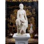 EMILE-JEAN-FRANCOIS NAMUR (1852-1908): A MARBLE FIGURE ON STAND 'ASSEPOESTER' (CINDERELLA)