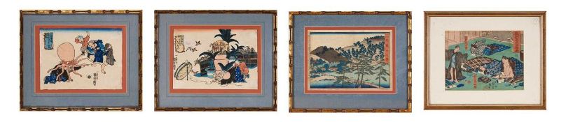 FOUR 19TH CENTURY JAPANESE WOODBLOCK PRINTS, EDO PERIOD