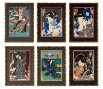 SIX 19TH CENTURY JAPANESE WOODBLOCK PRINTS, EDO PERIOD