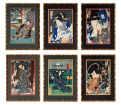 SIX 19TH CENTURY JAPANESE WOODBLOCK PRINTS, EDO PERIOD