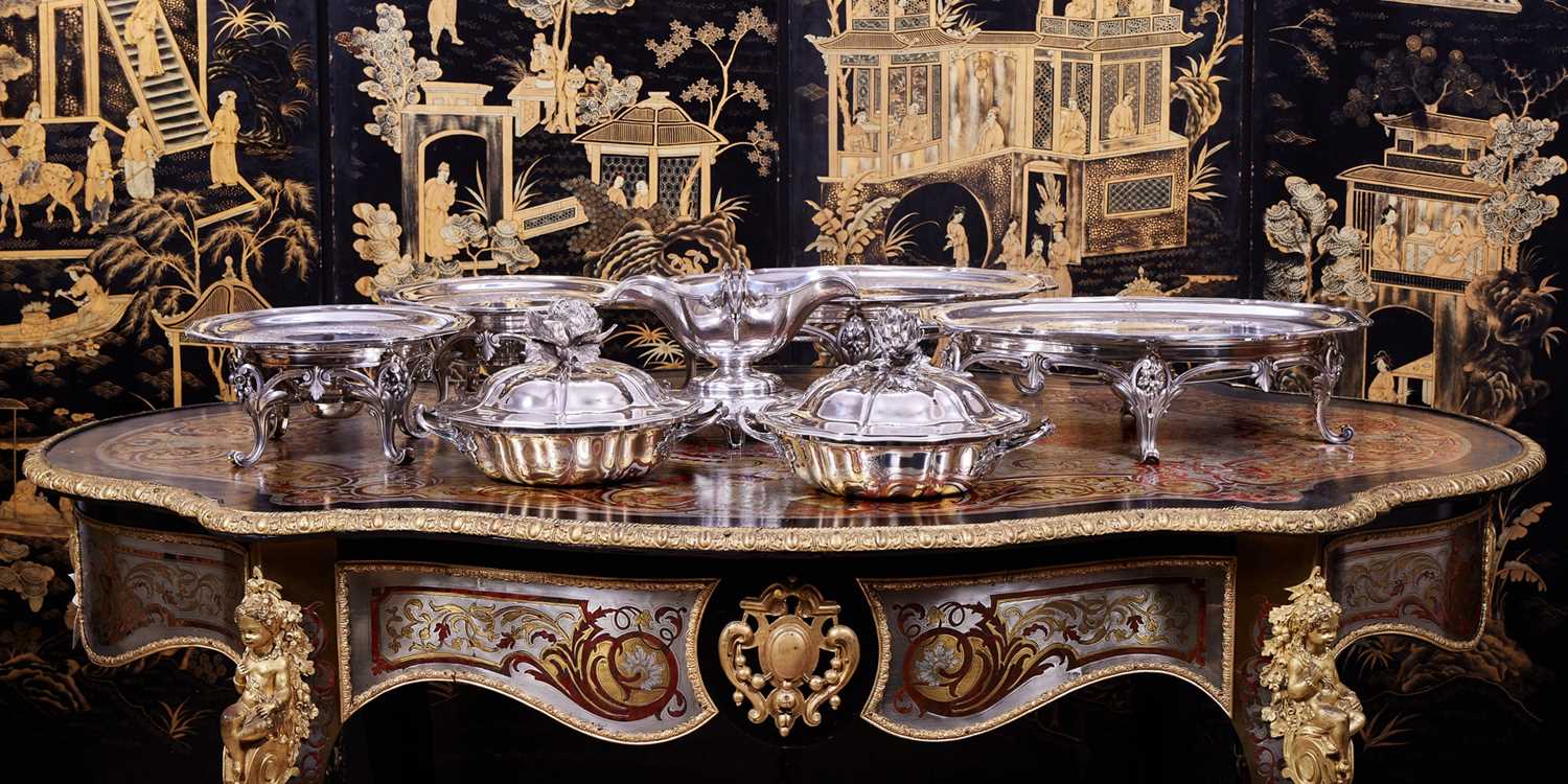 AN IMPRESSIVE 19TH CENTURY STERLING AND PLATED SILVER BOXED TABLE SUITE BY FROMENT MEURICE - Image 2 of 22