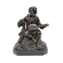 A 19TH CENTURY BRONZE FIGURE OF A MANDOLIN PLAYER