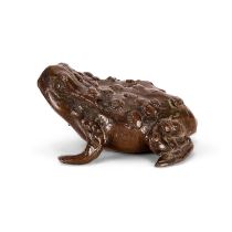 A 16TH CENTURY PADUAN BRONZE MODEL OF A TOAD, PROBABLY A LIFE CAST