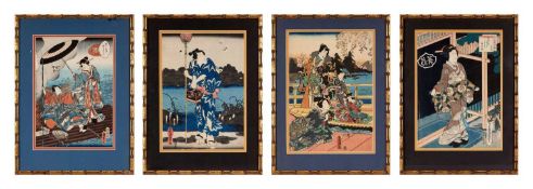 FOUR 19TH CENTURY JAPANESE WOODBLOCK PRINTS, EDO PERIOD