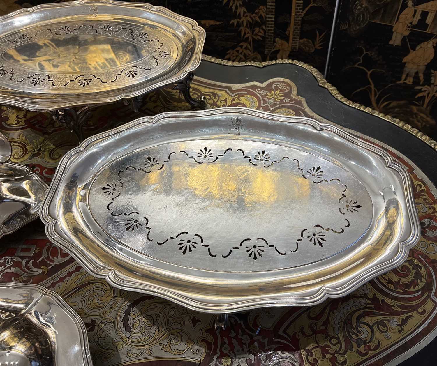AN IMPRESSIVE 19TH CENTURY STERLING AND PLATED SILVER BOXED TABLE SUITE BY FROMENT MEURICE - Image 17 of 22