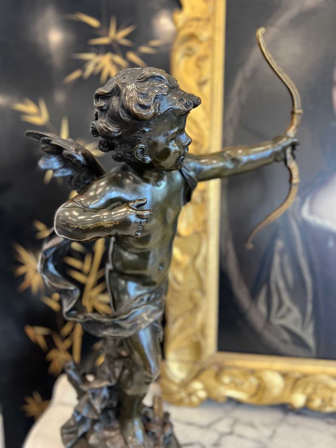 AUGUSTE MOREAU (FRENCH, 1834-1917): A LARGE BRONZE FIGURE OF CUPID WITH HIS BOW - Image 3 of 8