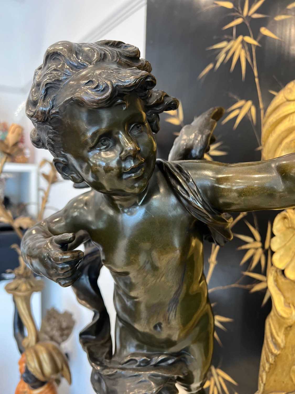 AUGUSTE MOREAU (FRENCH, 1834-1917): A LARGE BRONZE FIGURE OF CUPID WITH HIS BOW - Image 4 of 8