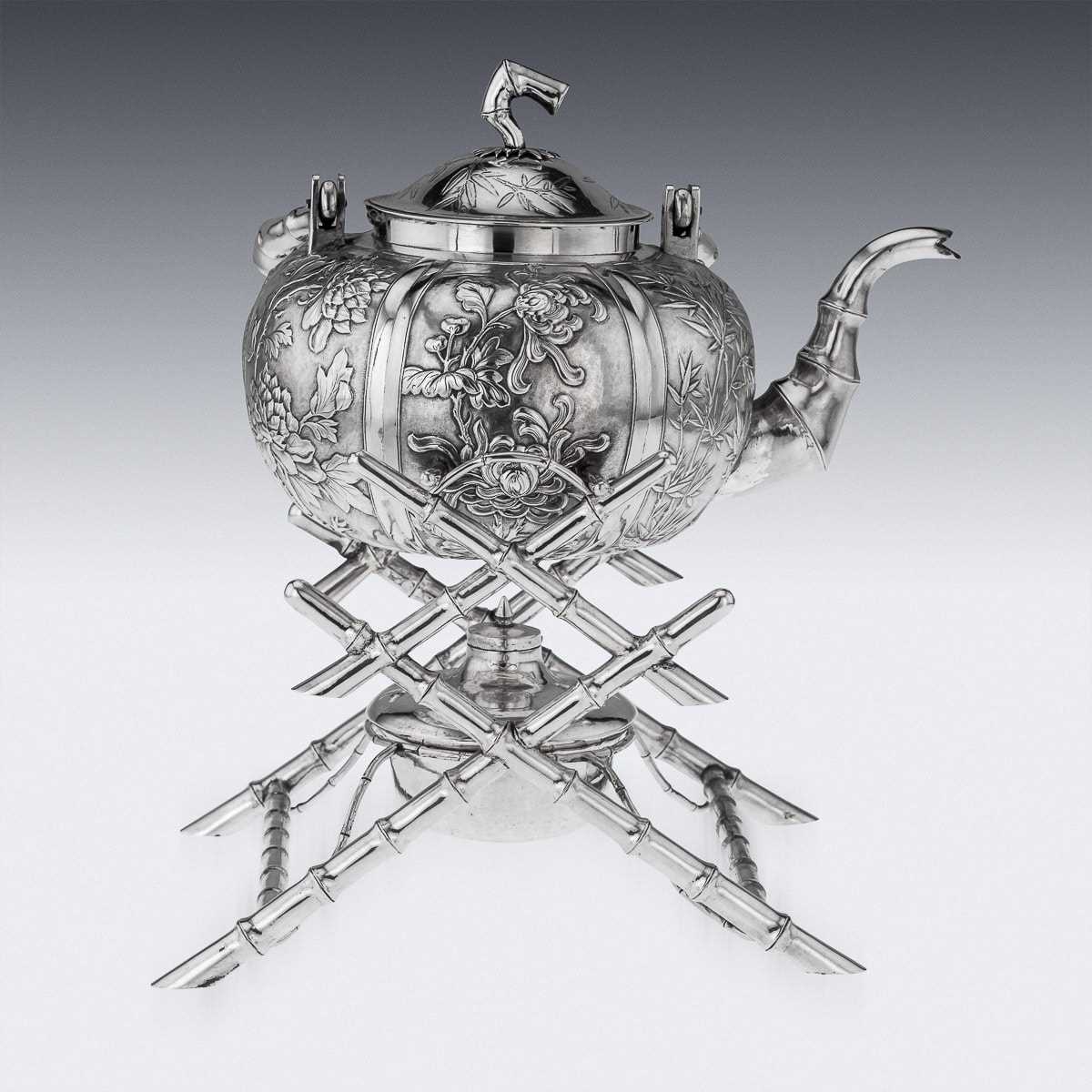 AN EARLY 20TH CENTURY CHINESE EXPORT SILVER KETTLE ON STAND, SUN SHING, C. 1900 - Image 2 of 28