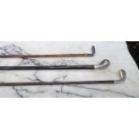 THREE LATE 19TH / EARLY 20TH CENTURY GOLF RELATED WALKING CANES