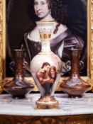 A FINE 19TH CENTURY ROYAL VIENNA PORCELAIN AND ORMOLU MOUNTED VASE 'THE FRUIT SELLER'