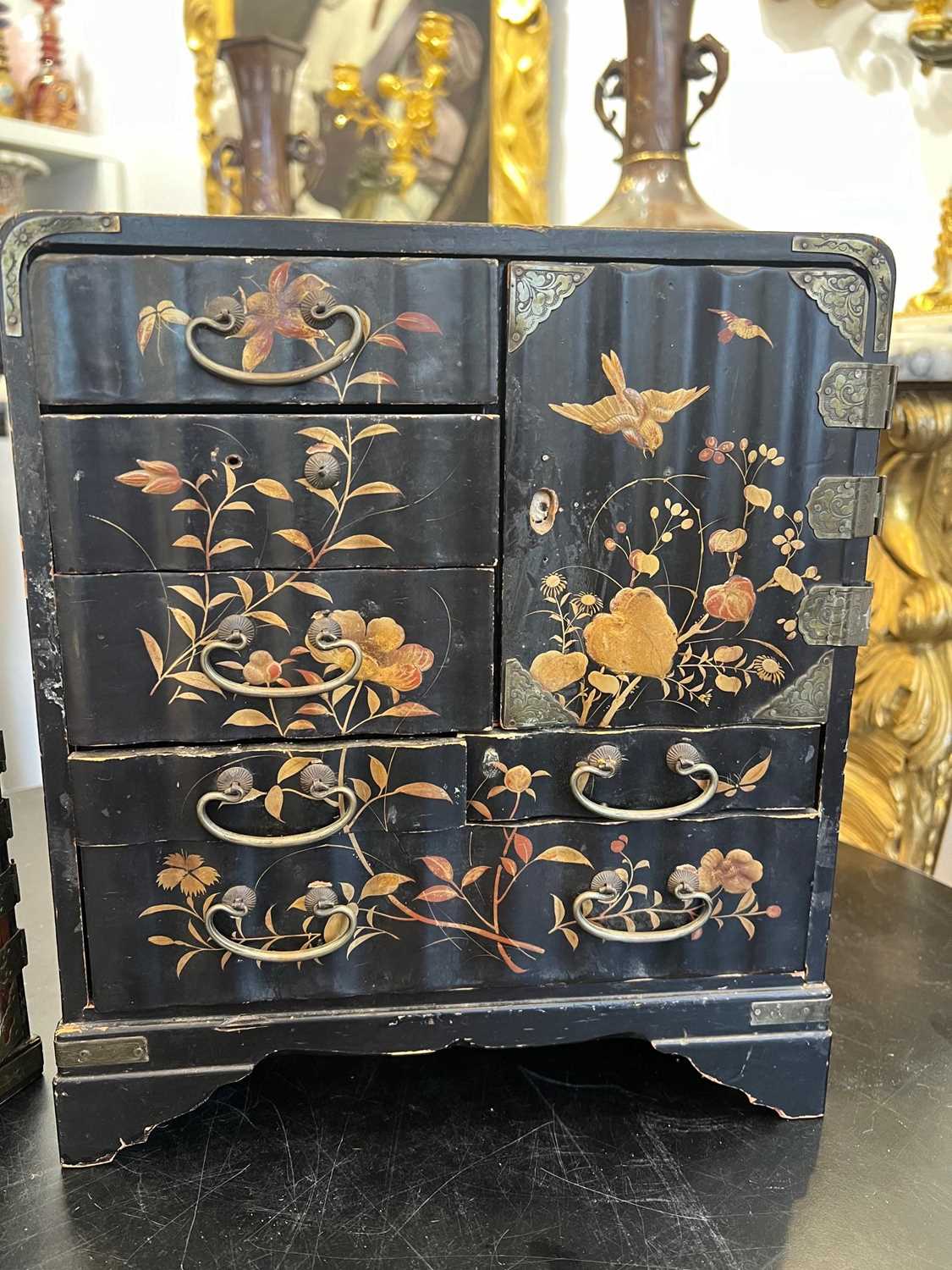 TWO LATE 19TH CENTURY JAPANESE LACQUERED AND GILT DECORATED MINIATURE TABLE CABINETS - Image 6 of 6