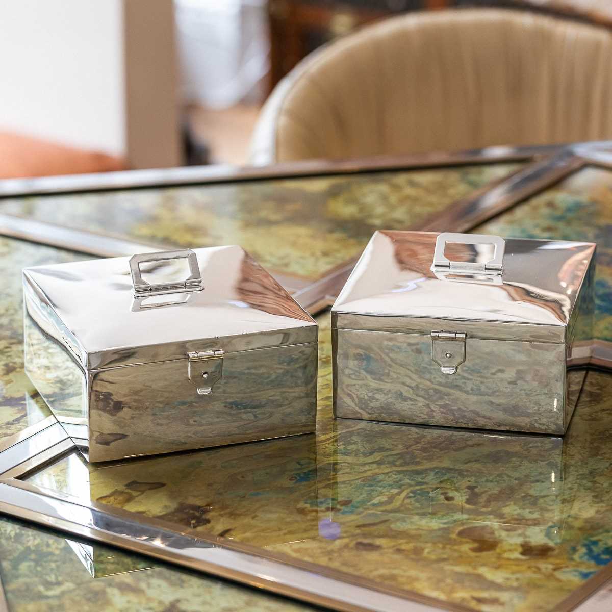 ASPREY & CO. : A PAIR OF STERLING SILVER ART DECO CIGAR BOXES, C. 1936